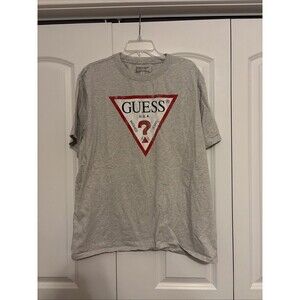 Guess Jeans Original Design Red Logo T-Shirt Grey Vintage Style Men’s Large